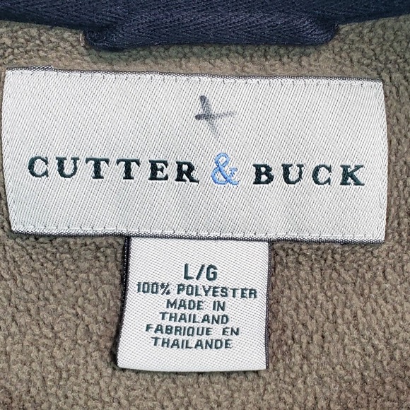 Cutter & Buck Fleece Pullover Jacket 1/4 Zip Khaki Green Mens‎ Large - Picture 2 of 6